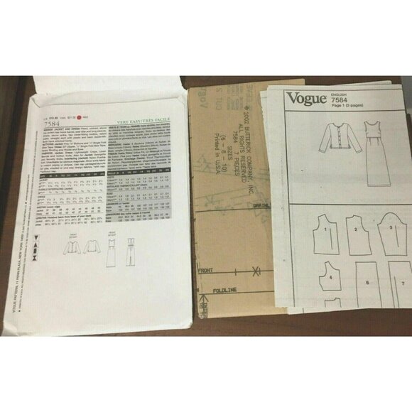 Sewing Pattern Vogue 7584 Misses’ Vintage Dress and Jacket Size 6-8-10 Very Easy - Picture 4 of 5